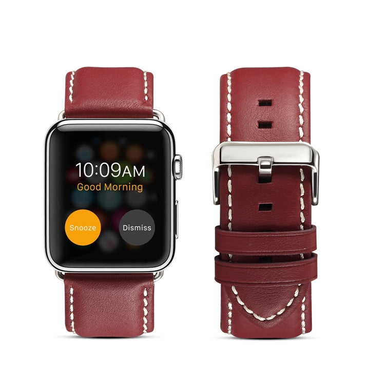 Denior Environmental Luxury Car Watch Leather Watch Band for Apple Watch Series 10 42mm / 9&8&7 41mm / SE 3&SE 2&6&SE&5&4 40mm / 3&2&1 38mm(Dark Red) - Watch Bands by Denior | Online Shopping UK | buy2fix