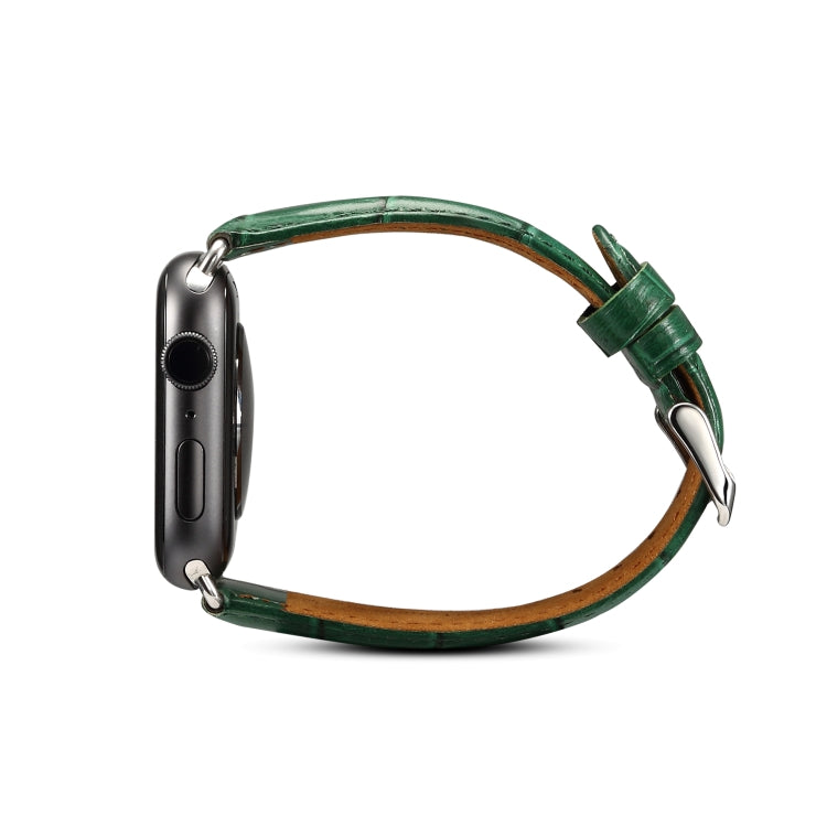 Denior Crocodile Grain Watch Cowhide Leather Watch Band for Apple Watch Series 7 41mm / 6 & SE & 5 & 4 40mm / 3 & 2 & 1 38mm (Green) - Watch Bands by Denior | Online Shopping UK | buy2fix