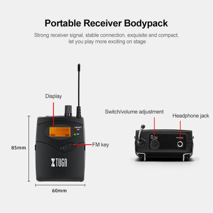 XTUGA IEM1200 Wireless Transmitter 2 Bodypack Stage Singer In-Ear Monitor System (UK Plug) - Microphone by XTUGA | Online Shopping UK | buy2fix