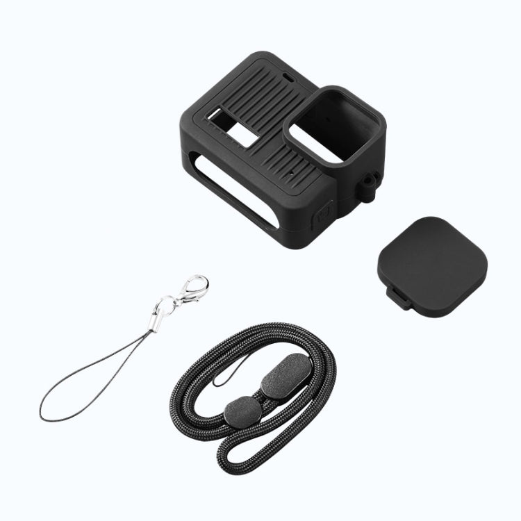 For GoPro HERO 2024 Silicone Protective Case with Wrist Strap & Lens Cover (Black) - Silicone Cases by buy2fix | Online Shopping UK | buy2fix