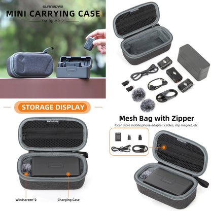 For DJI Mic 2 Sunnylife B770 Mini Carrying Case Wireless Microphone Storage Bag (Grey) - DJI Mic Series by Sunnylife | Online Shopping UK | buy2fix