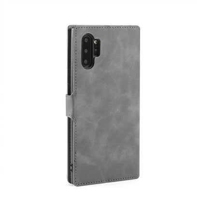 DG.MING Retro Oil Side Horizontal Flip Case with Holder & Card Slots & Wallet for Galaxy Note 10+(Grey) - Galaxy Phone Cases by DG.MING | Online Shopping UK | buy2fix