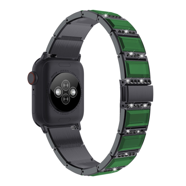 XingYao Series Two-tone Steel Watch Band For Apple Watch Ultra 49mm&Watch Ultra 2 49mm / Series 9&8&7 45mm / SE 3&SE 2&6&SE&5&4 44mm / 3&2&1 42mm(Black+Green) - Watch Bands by buy2fix | Online Shopping UK | buy2fix