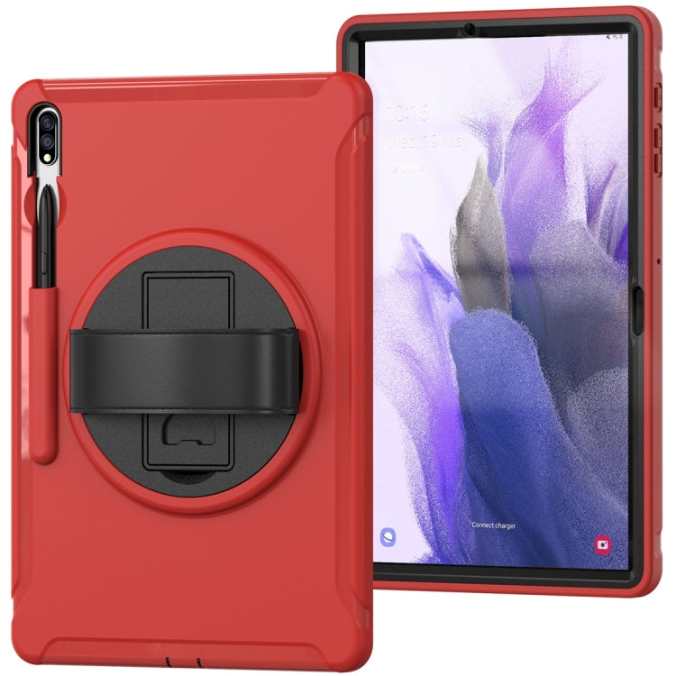 For Samsung Galaxy Tab S7 FE 12.4 inch T730 360 Degree Rotation PC+TPU Protective Cover with Holder & Hand Strap(Red) - Other Galaxy Tab PC by buy2fix | Online Shopping UK | buy2fix