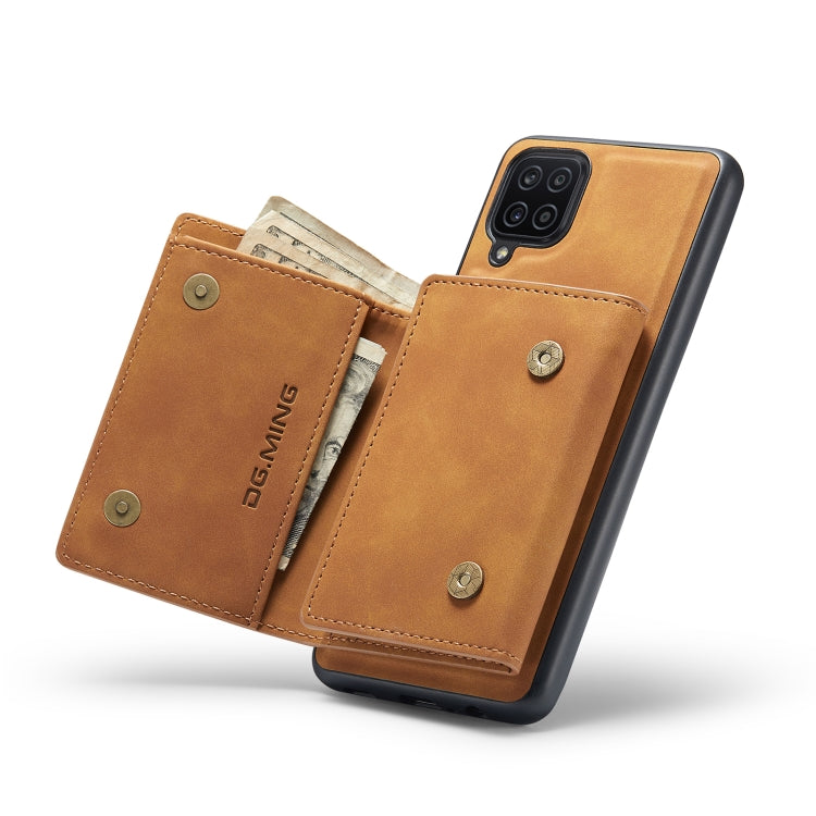 For Samsung Galaxy A12 5G DG.MING M1 Series 3-Fold Multi Card Wallet  Back Cover Shockproof Case with Holder Function(Brown) - Galaxy Phone Cases by DG.MING | Online Shopping UK | buy2fix