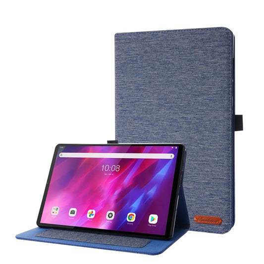 For Lenovo Tab K10 Fabric Texture Horizontal Flip TPU Leather Case with Holder(Blue) - Lenovo by buy2fix | Online Shopping UK | buy2fix