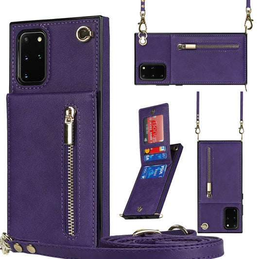 For Samsung Galaxy S20+ Cross-body Zipper Square TPU+PU Back Cover Case with Holder & Card Slots & Wallet & Strap(Purple) - Galaxy Phone Cases by buy2fix | Online Shopping UK | buy2fix