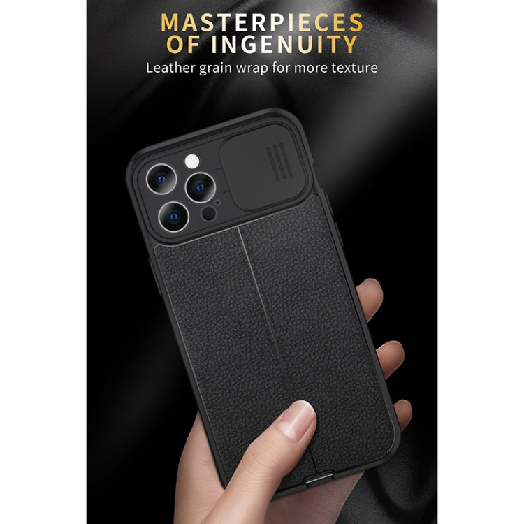 For iPhone 12 mini Litchi Texture Sliding Camshield TPU Protective Case (Black) - iPhone 12 mini Cases by buy2fix | Online Shopping UK | buy2fix