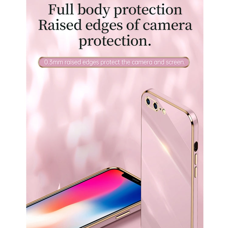 XINLI Straight 6D Plating Gold Edge TPU Shockproof Case For iPhone 8 Plus / 7 Plus(Cherry Purple) - More iPhone Cases by XINLI | Online Shopping UK | buy2fix
