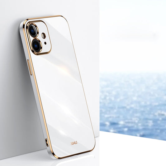 For iPhone 12 XINLI Straight 6D Plating Gold Edge TPU Shockproof Case(White) - iPhone 12 / 12 Pro Cases by XINLI | Online Shopping UK | buy2fix
