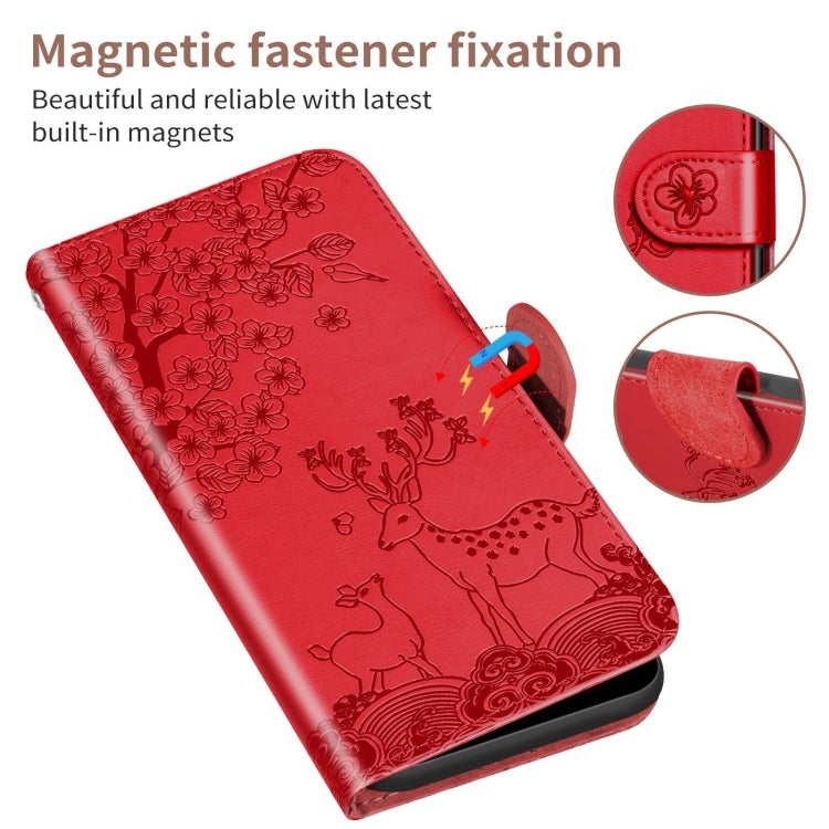 For Sony Xperia 5 II Sika Deer Embossing Pattern Horizontal Flip PU Leather Case with Holder & Card Slot & Wallet & Photo Frame(Red) - Sony Cases by buy2fix | Online Shopping UK | buy2fix