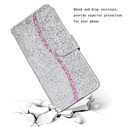 For iPhone 13 Pro Max Glitter Powder Horizontal Flip Leather Case with Card Slots & Holder & Lanyard (Silver) - iPhone 13 Pro Max Cases by buy2fix | Online Shopping UK | buy2fix