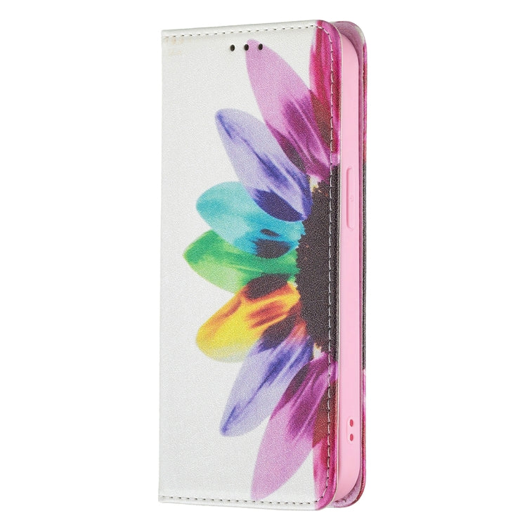 For iPhone 13 Pro Colored Drawing Pattern Invisible Magnetic Horizontal Flip PU Leather Case with Holder & Card Slots & Wallet (Sun Flower) - iPhone 13 Pro Cases by buy2fix | Online Shopping UK | buy2fix