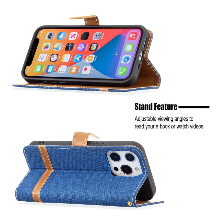 For iPhone 13 mini Color Matching Denim Texture Horizontal Flip Leather Case with Holder & Card Slots & Wallet & Lanyard (Royal Blue) - iPhone 13 mini Cases by buy2fix | Online Shopping UK | buy2fix