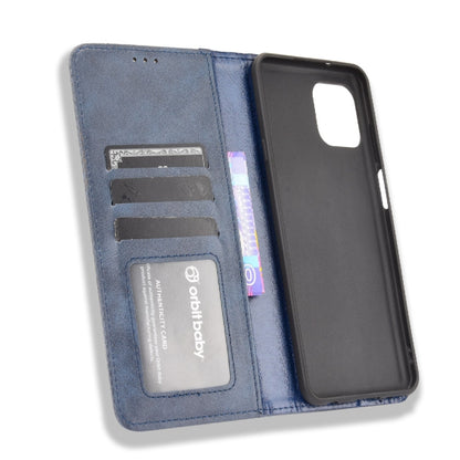 For Motorola Edge 20 Lite Magnetic Buckle Retro Crazy Horse Texture Horizontal Flip Leather Case with Holder & Card Slots & Photo Frame(Blue) - Motorola Cases by buy2fix | Online Shopping UK | buy2fix