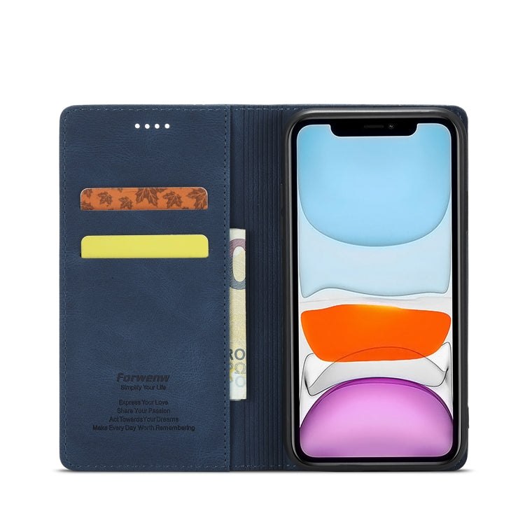 For iPhone 13 Forwenw F2 Series Magnetic Horizontal Flip Leather Case with Holder & Card Slots & Wallet(Blue) - iPhone 13 Cases by Forwenw | Online Shopping UK | buy2fix