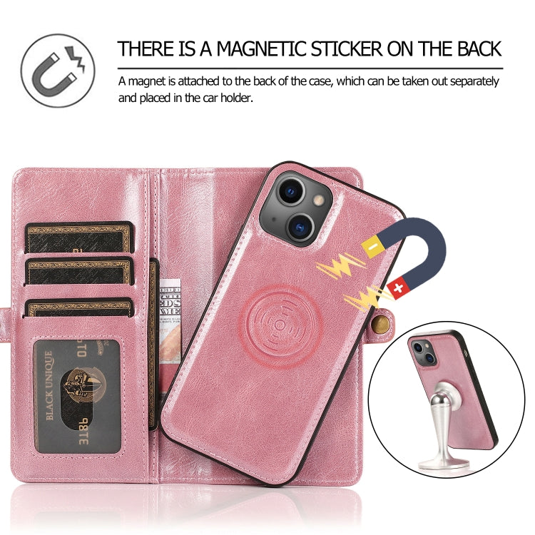 For iPhone 13 mini Strong Magnetic Detachable Horizontal Flip Leather Case with Card Slots & Wallet For  iPhone 13 Mini(Rose Gold) - iPhone 13 mini Cases by buy2fix | Online Shopping UK | buy2fix