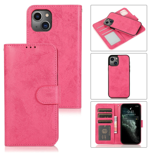 For iPhone 13 Retro 2 in 1 Detachable Horizontal Flip Leather Case with Card Slots & Wallet(Pink) - iPhone 13 Cases by buy2fix | Online Shopping UK | buy2fix