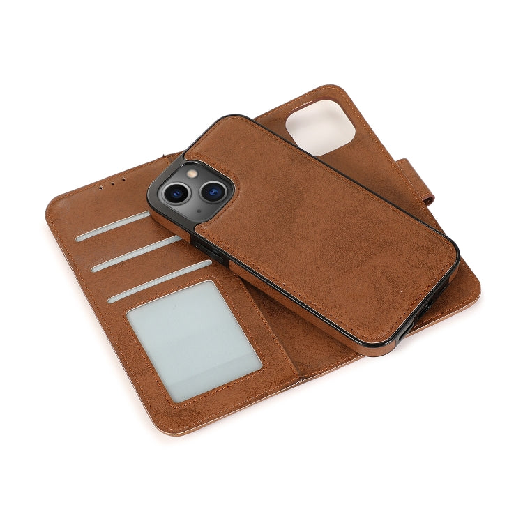 For iPhone 13 Retro 2 in 1 Detachable Horizontal Flip Leather Case with Card Slots & Wallet(Brown) - iPhone 13 Cases by buy2fix | Online Shopping UK | buy2fix