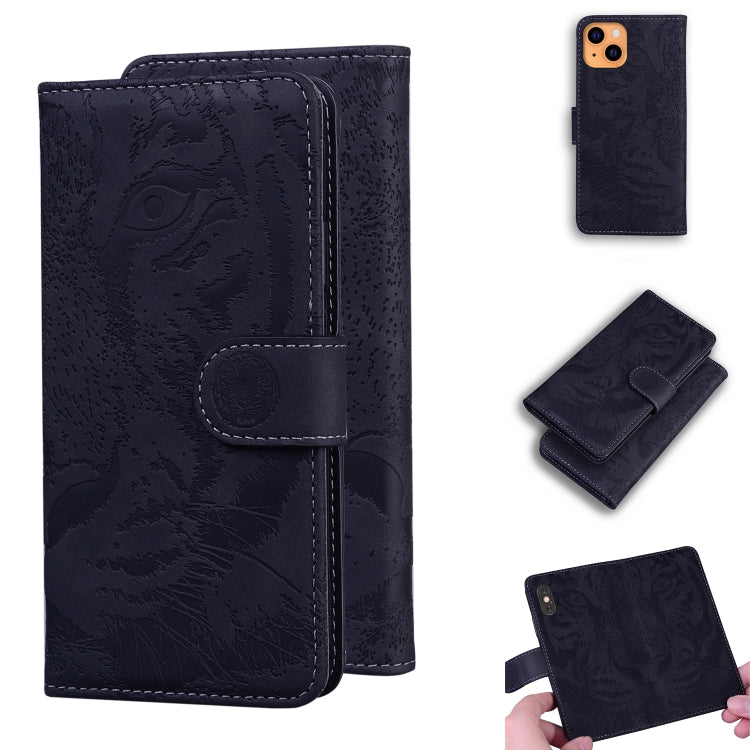 For iPhone 13 Tiger Embossing Pattern Horizontal Flip Leather Case with Holder & Card Slots & Wallet(Black) - iPhone 13 Cases by buy2fix | Online Shopping UK | buy2fix