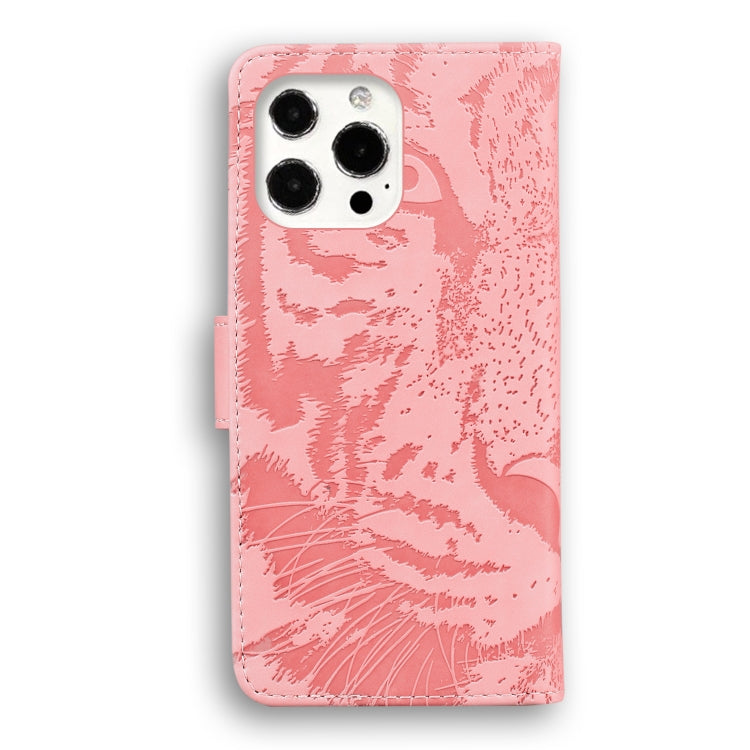 For iPhone 13 Pro Max Tiger Embossing Pattern Horizontal Flip Leather Case with Holder & Card Slots & Wallet (Pink) - iPhone 13 Pro Max Cases by buy2fix | Online Shopping UK | buy2fix