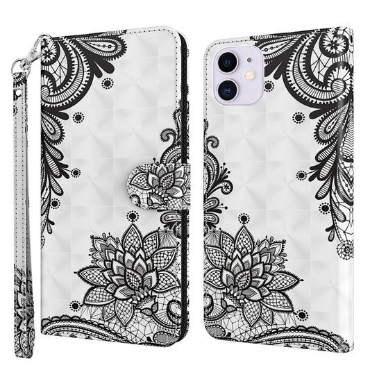 For iPhone 13 mini 3D Painting Pattern Horizontal Flip TPU + PU Leather Case with Holder & Card Slots & Wallet (Diagonal Black Flower) - iPhone 13 mini Cases by buy2fix | Online Shopping UK | buy2fix