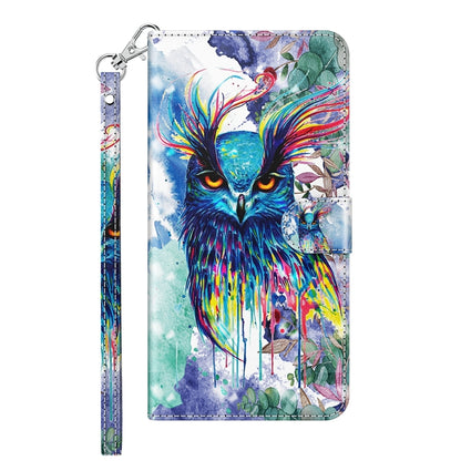 For iPhone 13 Pro 3D Painting Pattern Horizontal Flip TPU + PU Leather Case with Holder & Card Slots & Wallet (Watercolor Owl) - iPhone 13 Pro Cases by buy2fix | Online Shopping UK | buy2fix