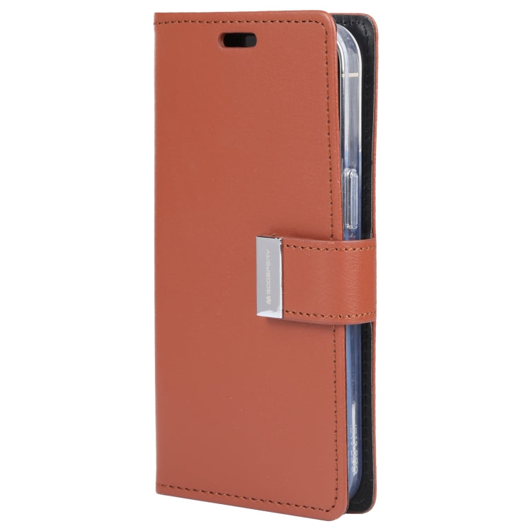 For iPhone 13 Pro GOOSPERY RICH DIARY Crazy Horse Texture Horizontal Flip Leather Case with Holder & Card Slots & Wallet (Brown) - iPhone 13 Pro Cases by GOOSPERY | Online Shopping UK | buy2fix