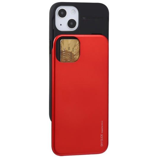 For iPhone 13 mini GOOSPERY SKY SLIDE BUMPER TPU + PC Sliding Back Cover Protective Case with Card Slot (Red) - iPhone 13 mini Cases by GOOSPERY | Online Shopping UK | buy2fix