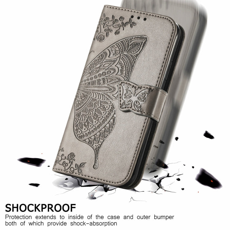 Butterfly Love Flowers Embossed Horizontal Flip Leather Case with Holder & Card Slots & Wallet & Lanyard For Motorola Edge 20 Pro(Gray) - Motorola Cases by buy2fix | Online Shopping UK | buy2fix