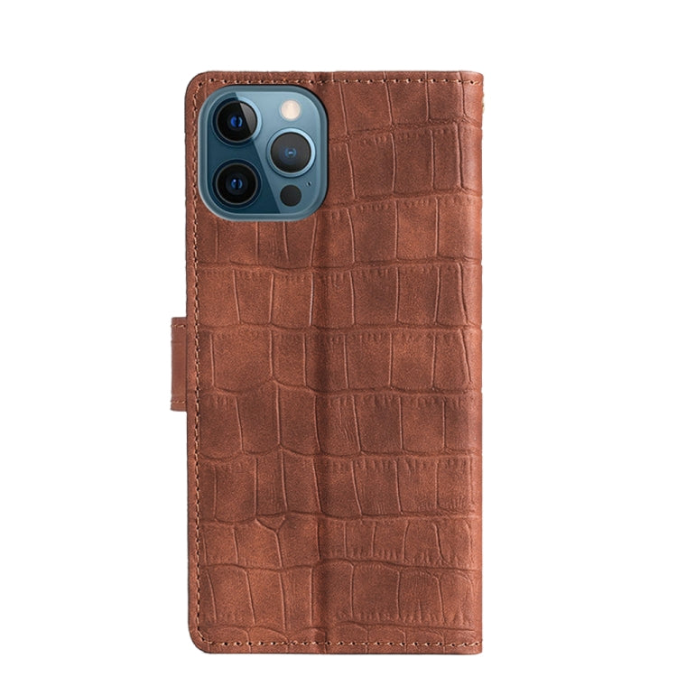 For iPhone 13 Pro Max Skin Feel Crocodile Texture Magnetic Clasp Horizontal Flip PU Leather Case with Holder & Card Slots & Wallet (Brown) - iPhone 13 Pro Max Cases by buy2fix | Online Shopping UK | buy2fix