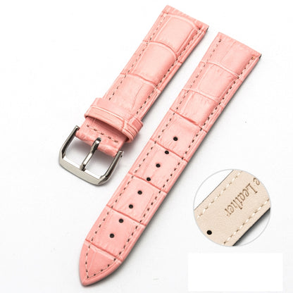 20mm Two-layer Cowhide Leather Bamboo Joint Texture Watch Band(Pink) - Watch Bands by buy2fix | Online Shopping UK | buy2fix