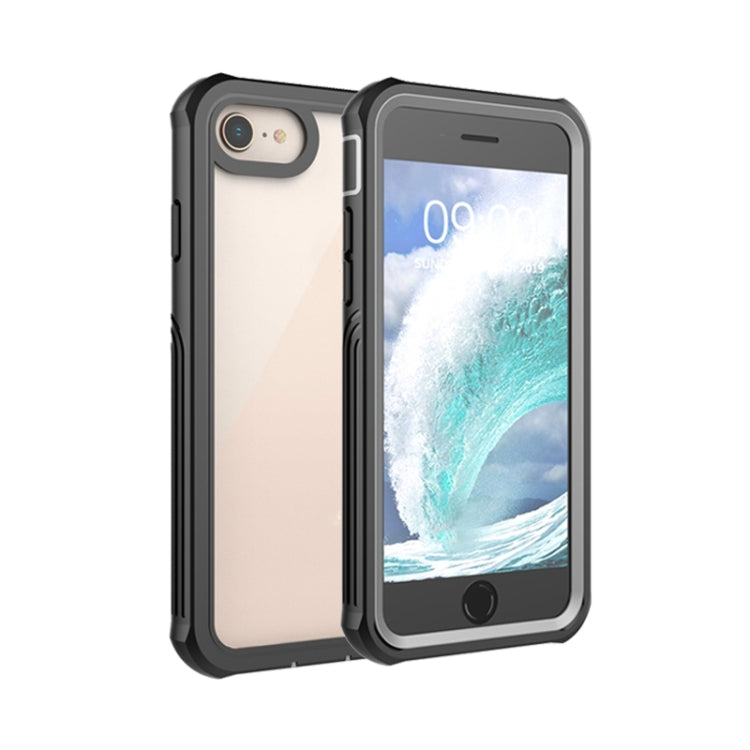 For iPhone SE 2022 / SE 2020 / 8 / 7 Waterproof Dustproof Shockproof Transparent Acrylic Protective Case(Black) - iPhone SE 2022 / 2020 / 8 / 7 Cases by buy2fix | Online Shopping UK | buy2fix