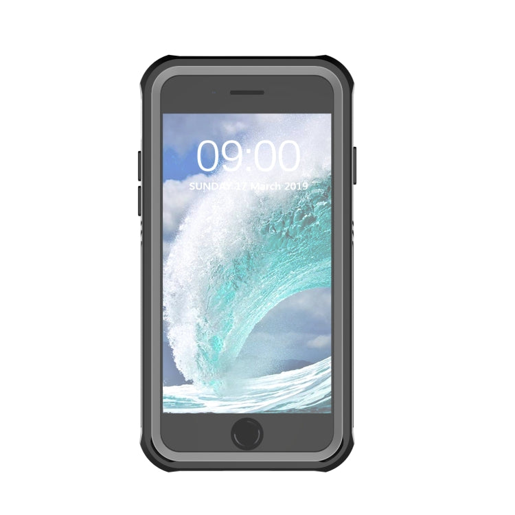 For iPhone SE 2022 / SE 2020 / 8 / 7 Waterproof Dustproof Shockproof Transparent Acrylic Protective Case(Black) - iPhone SE 2022 / 2020 / 8 / 7 Cases by buy2fix | Online Shopping UK | buy2fix