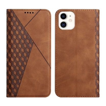 For iPhone 11 Diamond Pattern Splicing Skin Feel Magnetic Horizontal Flip Leather Case with Card Slots & Holder & Wallet (Brown) - iPhone 11 Cases by buy2fix | Online Shopping UK | buy2fix