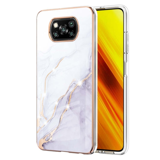 For Xiaomi Poco X3 NFC Electroplating Marble Pattern Dual-side IMD TPU Shockproof Case(White 006) - Xiaomi Cases by buy2fix | Online Shopping UK | buy2fix