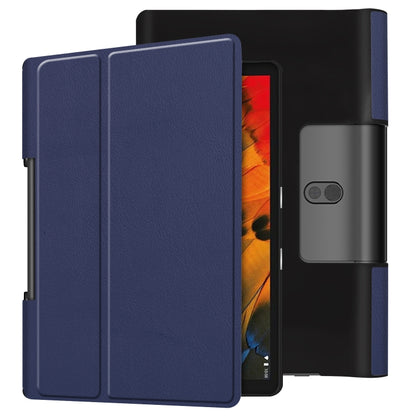 For Lenovo Yoga Smart Tab Custer Texture Horizontal Flip Leather Case with Two-folding Holder(Dark Blue) - Lenovo by buy2fix | Online Shopping UK | buy2fix