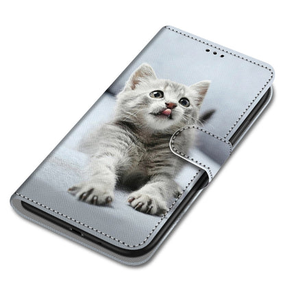For Huawei P50 Coloured Drawing Cross Texture Horizontal Flip PU Leather Case with Holder & Card Slots & Wallet & Lanyard(Small Gray Cat) - Huawei Cases by buy2fix | Online Shopping UK | buy2fix