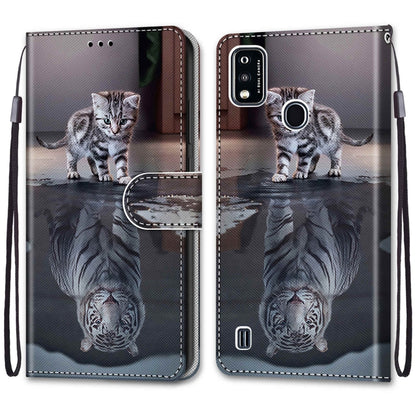 For ZTE Blade A51 Coloured Drawing Cross Texture Horizontal Flip PU Leather Case with Holder & Card Slots & Wallet & Lanyard(Cat Becomes Tiger) - ZTE Cases by buy2fix | Online Shopping UK | buy2fix