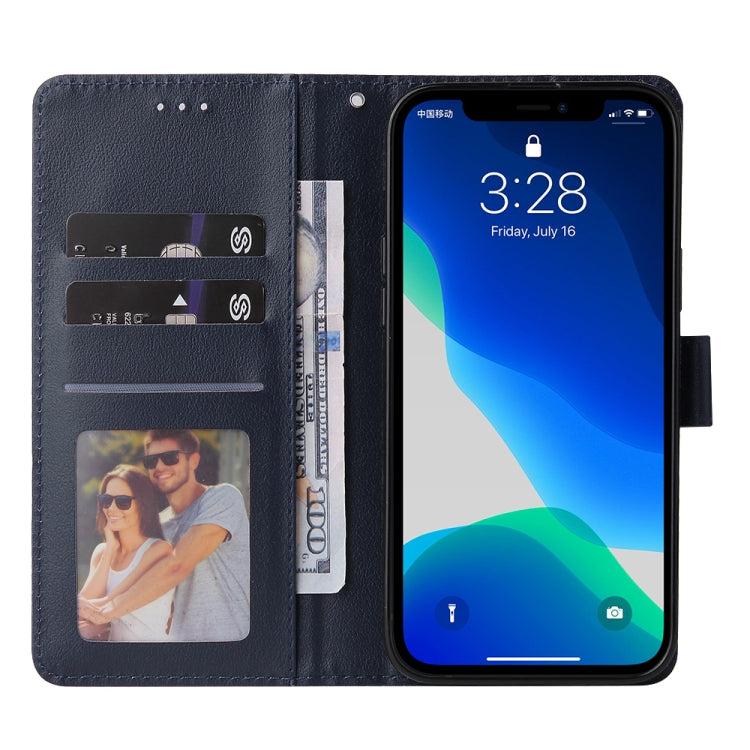 For iPhone 13 Multifunctional Horizontal Flip Leather Case, with Three Card Slot & Holder & Photo Frame & Lanyard(Navy) - iPhone 13 Cases by buy2fix | Online Shopping UK | buy2fix