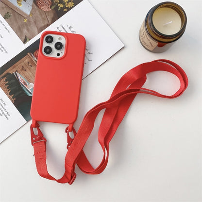 For iPhone 11 Pro Elastic Silicone Protective Case with Wide Neck Lanyard (Red) - iPhone 11 Pro Cases by buy2fix | Online Shopping UK | buy2fix