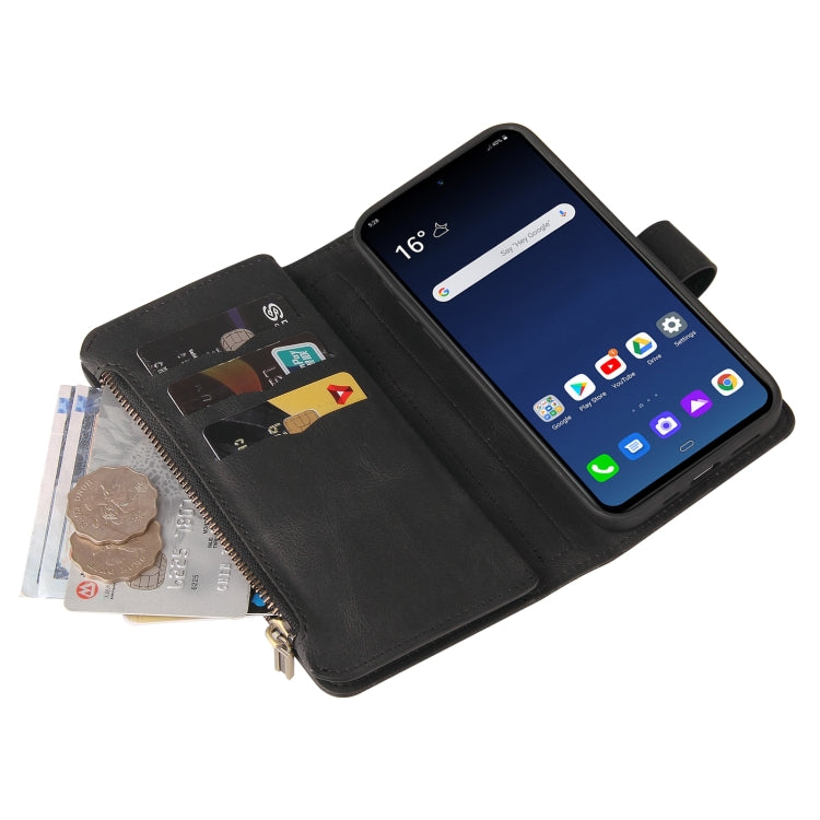 For LG G9 / Velvet Skin Feel PU + TPU Horizontal Flip Leather Case With Holder & 15 Cards Slot & Wallet & Zipper Pocket & Lanyard(Black) - LG by buy2fix | Online Shopping UK | buy2fix