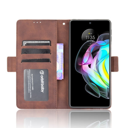 For Motorola Edge 20 Skin Feel Calf Pattern Horizontal Flip Leather Case with Holder & Card Slots & Photo Frame(Brown) - Motorola Cases by buy2fix | Online Shopping UK | buy2fix