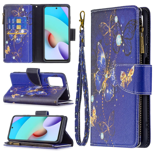 For Xiaomi Redmi 10 Colored Drawing Pattern Zipper Horizontal Flip Leather Case with Holder & Card Slots & Wallet(Purple Butterfly) - Xiaomi Cases by buy2fix | Online Shopping UK | buy2fix