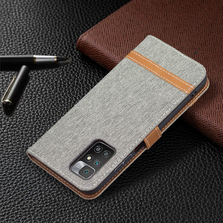 For Xiaomi Redmi 10 Color Matching Denim Texture Leather Case with Holder & Card Slots & Wallet & Lanyard(Grey) - Xiaomi Cases by buy2fix | Online Shopping UK | buy2fix