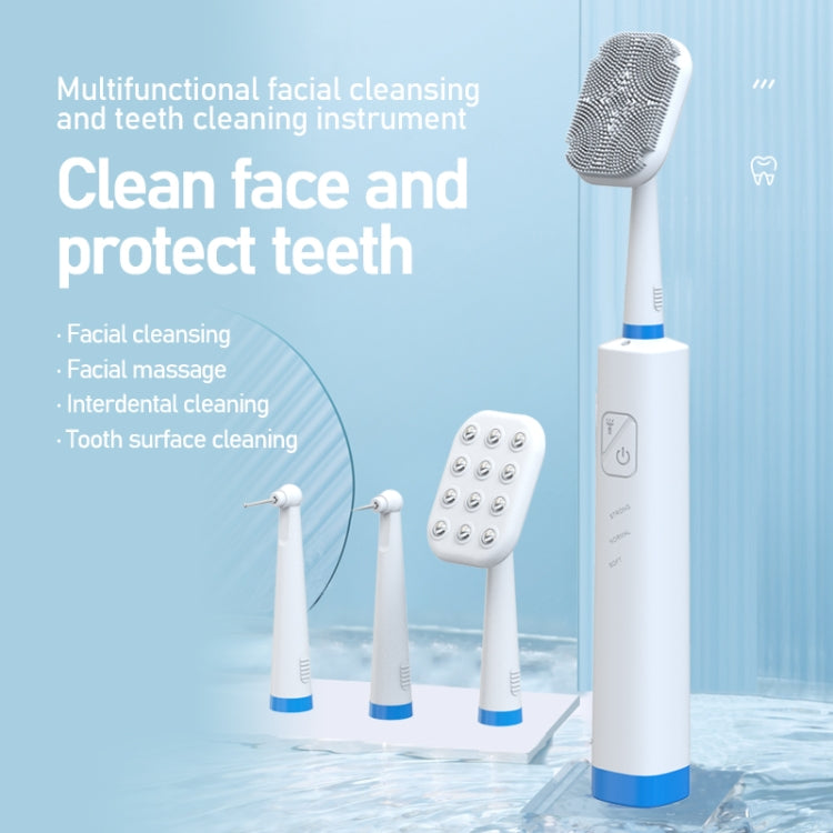 LSHOW YJK108 Multi-function Facial Cleansingand Teeth Cleaning Instrument with LED Auxiliary Light(Blue) - Oral Irrigators by LSHOW | Online Shopping UK | buy2fix