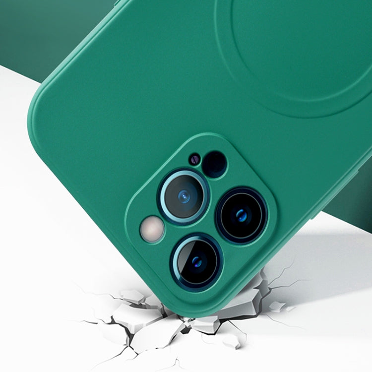 For iPhone 13 mini Liquid Silicone Full Coverage Shockproof Magsafe Case (Dark Green) - iPhone 13 mini Cases by buy2fix | Online Shopping UK | buy2fix