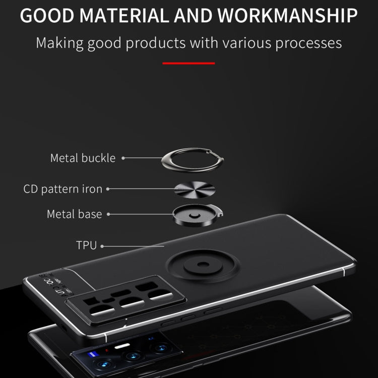 For vivo X70 Pro+ Metal Ring Holder 360 Degree Rotating TPU Case(Black) - vivo Cases by buy2fix | Online Shopping UK | buy2fix