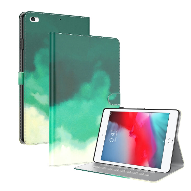 Watercolor Pattern Skin Feel Magnetic Horizontal Flip PU Leather Case with Holder & Card Slots & Photo Frame & Sleep / Wake-up Function For iPad mini 5 / 4 / 3 / 2 / 1(Cyan Green) - iPad mini (2019) / mini 5 Cases by buy2fix | Online Shopping UK | buy2fix