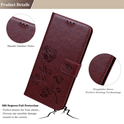 For iPhone 13 Pro Max Rose Embossed Horizontal Flip PU Leather Case with Holder & Card Slots & Wallet (Brown) - iPhone 13 Pro Max Cases by buy2fix | Online Shopping UK | buy2fix